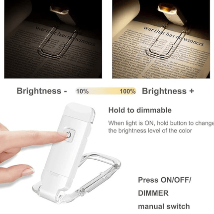 Portable LED Book Light | Adjustable Brightness & Color Temperature | USB Rechargeable | Eye Strain Reduction | Compact Design | Blocks 99.9% Blue Light | Ideal for Travel | Black, White, Pink, Blue