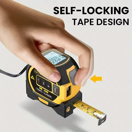 3-in-1 Laser Distance Measurement Tool | 60m Laser Range | Digital Display | Accurate ±2mm | Steel Tape 5m | Auto-Lock & Retract | Multi-Unit Support | Durable ABS & Silicone | Ideal for DIY & Professional Use