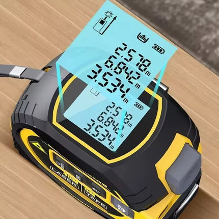 3-in-1 Laser Distance Measurement Tool | 60m Laser Range | Digital Display | Accurate ±2mm | Steel Tape 5m | Auto-Lock & Retract | Multi-Unit Support | Durable ABS & Silicone | Ideal for DIY & Professional Use