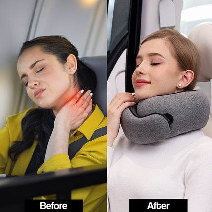 Ergonomic Travel Head Cushion | Full Neck Support | Breathable Soft Materials | Snap Closure | Journey Comfort | Noustia