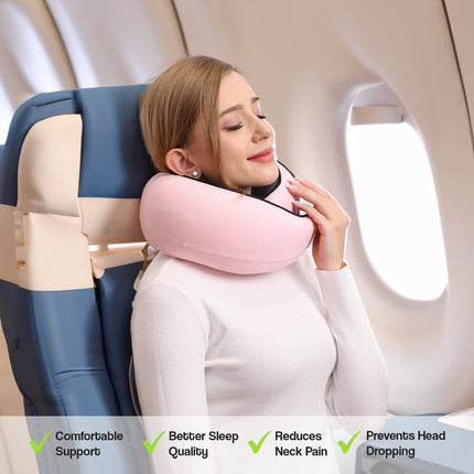 Ergonomic Travel Head Cushion | Full Neck Support | Breathable Soft Materials | Snap Closure | Journey Comfort | Noustia