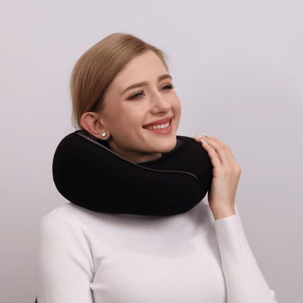 Ergonomic Travel Head Cushion | Full Neck Support | Breathable Soft Materials | Snap Closure | Journey Comfort | Noustia