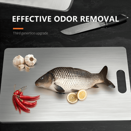 Anti-Bacterial Titanium Cutting Surface | Scratch & Heat Resistant | Odour-Free | 1.5mm Durable Design | Non-Slip | Eco-Friendly | Easy Clean | Silver Finish | Ideal for Kitchen Hygienic Meal Prep