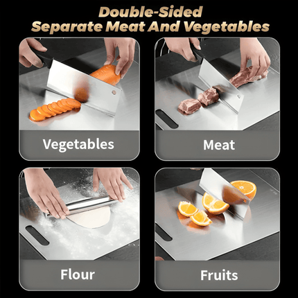 Anti-Bacterial Titanium Cutting Surface | Scratch & Heat Resistant | Odour-Free | 1.5mm Durable Design | Non-Slip | Eco-Friendly | Easy Clean | Silver Finish | Ideal for Kitchen Hygienic Meal Prep