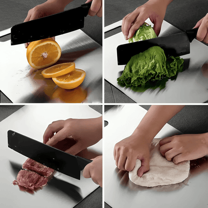 Anti-Bacterial Titanium Cutting Surface | Scratch & Heat Resistant | Odour-Free | 1.5mm Durable Design | Non-Slip | Eco-Friendly | Easy Clean | Silver Finish | Ideal for Kitchen Hygienic Meal Prep