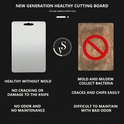 Anti-Bacterial Titanium Cutting Surface | Scratch & Heat Resistant | Odour-Free | 1.5mm Durable Design | Non-Slip | Eco-Friendly | Easy Clean | Silver Finish | Ideal for Kitchen Hygienic Meal Prep