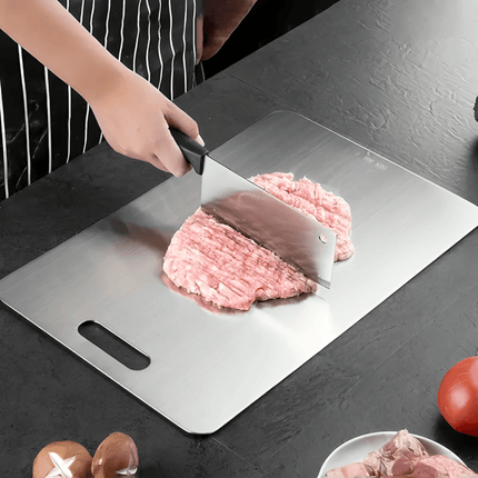 Anti-Bacterial Titanium Cutting Surface | Scratch & Heat Resistant | Odour-Free | 1.5mm Durable Design | Non-Slip | Eco-Friendly | Easy Clean | Silver Finish | Ideal for Kitchen Hygienic Meal Prep