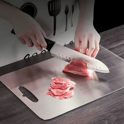 Anti-Bacterial Titanium Cutting Surface | Scratch & Heat Resistant | Odour-Free | 1.5mm Durable Design | Non-Slip | Eco-Friendly | Easy Clean | Silver Finish | Ideal for Kitchen Hygienic Meal Prep