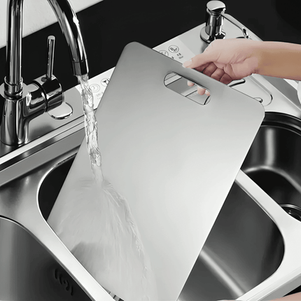 Anti-Bacterial Titanium Cutting Surface | Scratch & Heat Resistant | Odour-Free | 1.5mm Durable Design | Non-Slip | Eco-Friendly | Easy Clean | Silver Finish | Ideal for Kitchen Hygienic Meal Prep