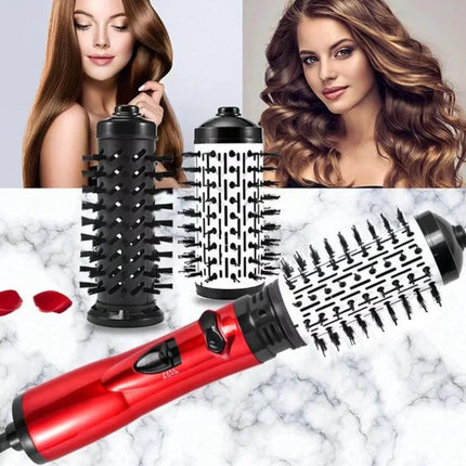 Noustia | 360° Rotating Blowout Hair Dryer Brush | Dual Brush Attachments | Multi-Temperature Settings | Ergonomic Design | Multi-Directional | Voluminous Styling | Eco-Friendly Heat Conductor