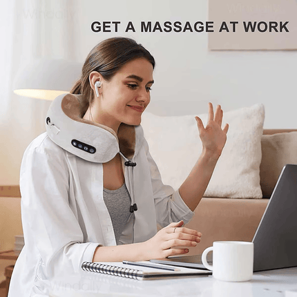 Noustia Neck Relaxation Device | Shiatsu Massage Techniques | Travel-Friendly | USB-Rechargeable | Velvet & Memory Foam | Alleviates Neck & Shoulder Tension | Ergonomic U-Shape | Lightweight & Portable
