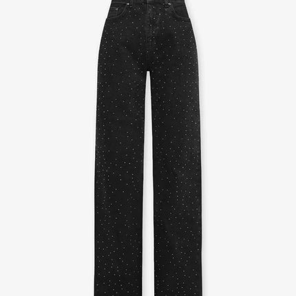 Women's Black Denim Jeans | Diamond Pattern | Regular Fit | Versatile Style