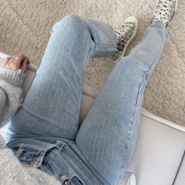 Women's Black Denim Jeans | Diamond Pattern | Regular Fit | Versatile Style