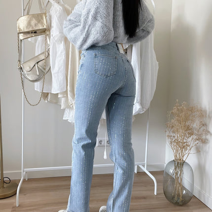 Women's Black Denim Jeans | Diamond Pattern | Regular Fit | Versatile Style