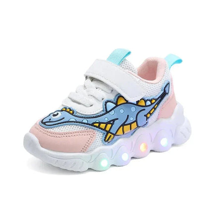 Children's Light-Up Sneakers | Dinosaur Design | Comfortable & Stylish | Glows in the Dark | Adjustable Fit