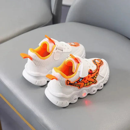 Children's Light-Up Sneakers | Dinosaur Design | Comfortable & Stylish | Glows in the Dark | Adjustable Fit