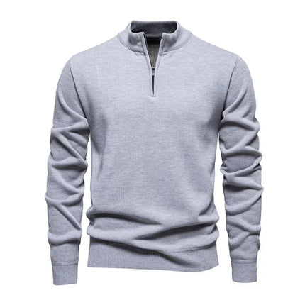 Half-Zip Knit Pullover | Lightweight Sweater | Breathable Fabric | Versatile Collar | Tailored Fit | Smart-Casual Wear | Refined Style | Ideal Transitional Weather Outerwear | Effortless Layering