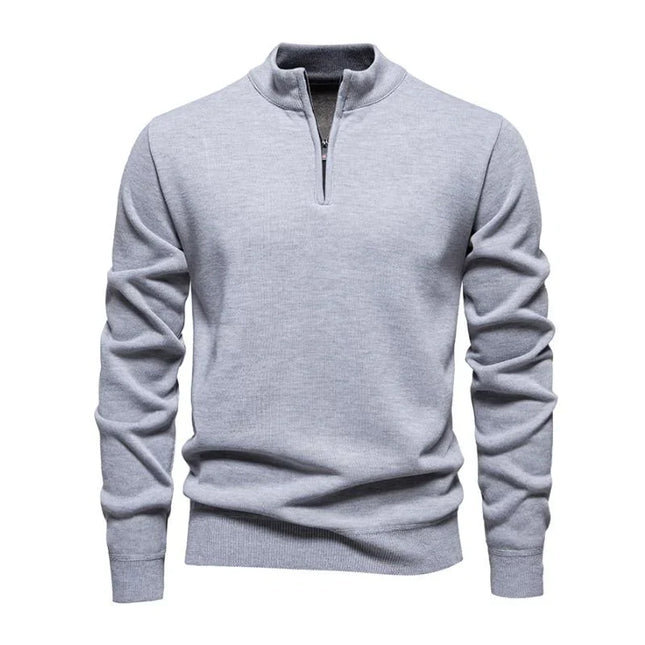 Half-Zip Knit Pullover | Lightweight Sweater | Breathable Fabric | Versatile Collar | Tailored Fit | Smart-Casual Wear | Refined Style | Ideal Transitional Weather Outerwear | Effortless Layering