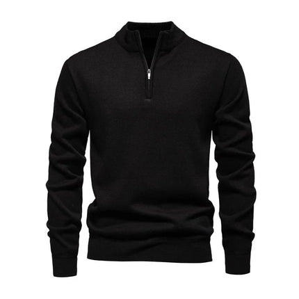 Half-Zip Knit Pullover | Lightweight Sweater | Breathable Fabric | Versatile Collar | Tailored Fit | Smart-Casual Wear | Refined Style | Ideal Transitional Weather Outerwear | Effortless Layering