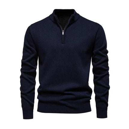 Half-Zip Knit Pullover | Lightweight Sweater | Breathable Fabric | Versatile Collar | Tailored Fit | Smart-Casual Wear | Refined Style | Ideal Transitional Weather Outerwear | Effortless Layering