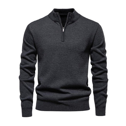 Half-Zip Knit Pullover | Lightweight Sweater | Breathable Fabric | Versatile Collar | Tailored Fit | Smart-Casual Wear | Refined Style | Ideal Transitional Weather Outerwear | Effortless Layering
