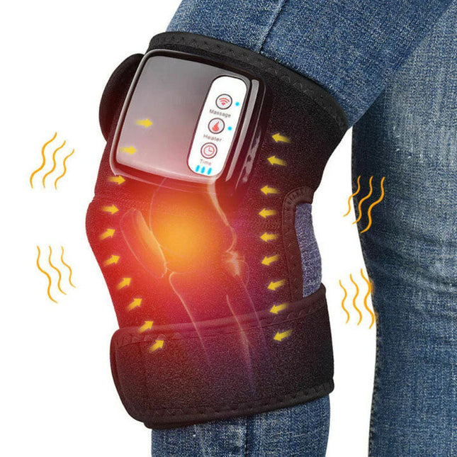Wireless Rechargeable Heating Vibrating Knee Wrap | Arthritis & Pain Relief | Vibration Massage Therapy | Portable Joint Support | Battery Operated Knee, Shoulder, Elbow Massager | Easy Button Control