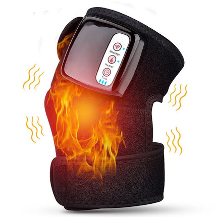 Wireless Rechargeable Heating Vibrating Knee Wrap | Arthritis & Pain Relief | Vibration Massage Therapy | Portable Joint Support | Battery Operated Knee, Shoulder, Elbow Massager | Easy Button Control