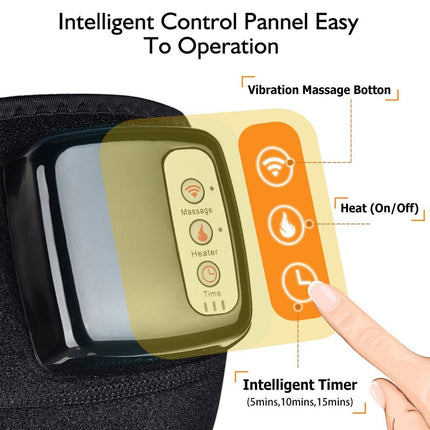 Wireless Rechargeable Heating Vibrating Knee Wrap | Arthritis & Pain Relief | Vibration Massage Therapy | Portable Joint Support | Battery Operated Knee, Shoulder, Elbow Massager | Easy Button Control