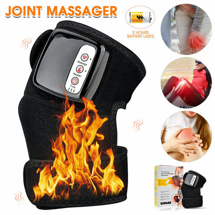 Wireless Rechargeable Heating Vibrating Knee Wrap | Arthritis & Pain Relief | Vibration Massage Therapy | Portable Joint Support | Battery Operated Knee, Shoulder, Elbow Massager | Easy Button Control