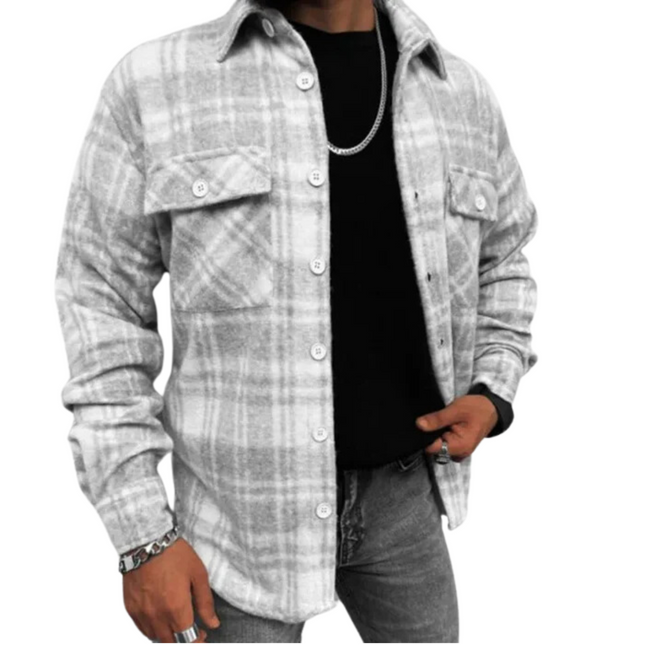 Van Hallen | Men's Checkered Cotton Flannel Shirt | Button-Up | Long Sleeves | Semi-Loose Fit | Sizes S-3XL | Khaki, Orange, Cream, Beige, Black, Brown, Blue