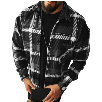 Van Hallen | Men's Checkered Cotton Flannel Shirt | Button-Up | Long Sleeves | Semi-Loose Fit | Sizes S-3XL | Khaki, Orange, Cream, Beige, Black, Brown, Blue