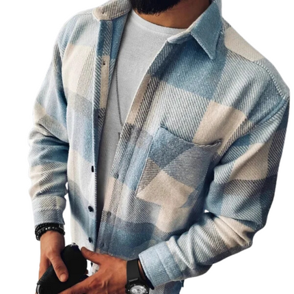 Van Hallen | Men's Checkered Cotton Flannel Shirt | Button-Up | Long Sleeves | Semi-Loose Fit | Sizes S-3XL | Khaki, Orange, Cream, Beige, Black, Brown, Blue