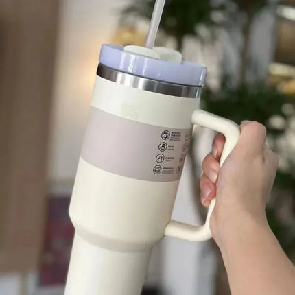 HydratePro Insulated Travel Mug | Double-Walled Stainless Steel | 1180ml | Leak-Proof FlowState Lid with Straw Function | Keeps Drinks Hot for 12 Hours, Cold for 11 Hours