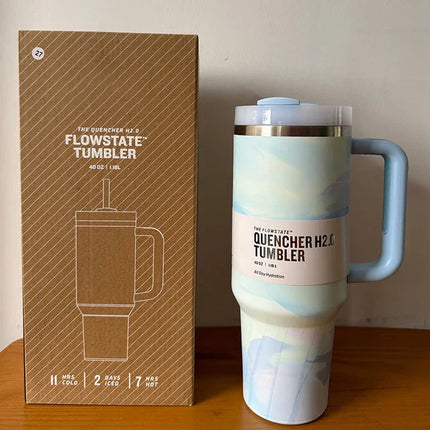 HydratePro Insulated Travel Mug | Double-Walled Stainless Steel | 1180ml | Leak-Proof FlowState Lid with Straw Function | Keeps Drinks Hot for 12 Hours, Cold for 11 Hours