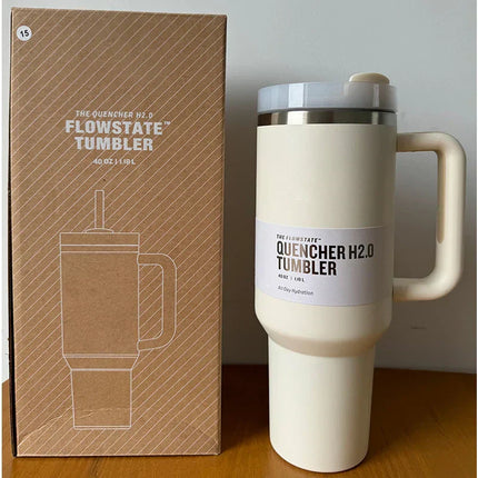 HydratePro Insulated Travel Mug | Double-Walled Stainless Steel | 1180ml | Leak-Proof FlowState Lid with Straw Function | Keeps Drinks Hot for 12 Hours, Cold for 11 Hours