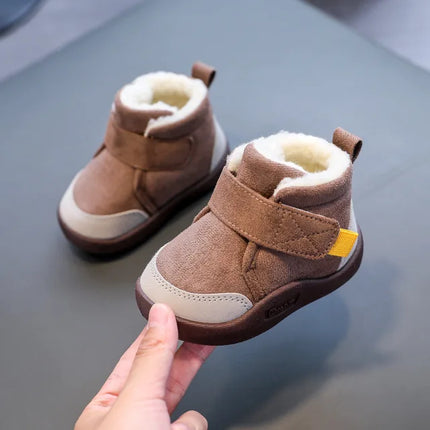 Mini Fashion™ | Warm Plush Lined Kids Suede Shoes | Anti-Slip Sole | Easy Closure | Stylish Winter Footwear for Infants & Toddlers | Sizes 20-29
