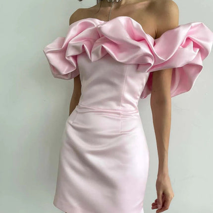 Elise | Luxe Satin Gown with Romantic Ruffle Detail | Chic Dress for Special Occasions