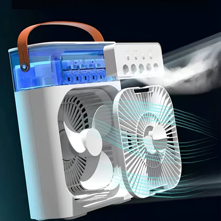 Portable 3-in-1 Air Cooler | Humidifier | Purifier | 10W | 700ml Tank | USB/AC Power | Ideal for Bedroom, Office | LED Night Light | Adjustable Fan Speeds | Evaporative Cooling | 720g | Compact & Sleek Design