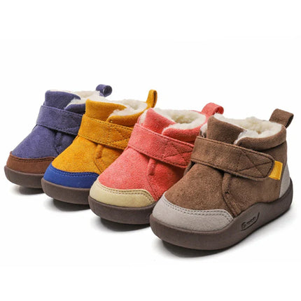 Mini Fashion™ | Warm Plush Lined Kids Suede Shoes | Anti-Slip Sole | Easy Closure | Stylish Winter Footwear for Infants & Toddlers | Sizes 20-29