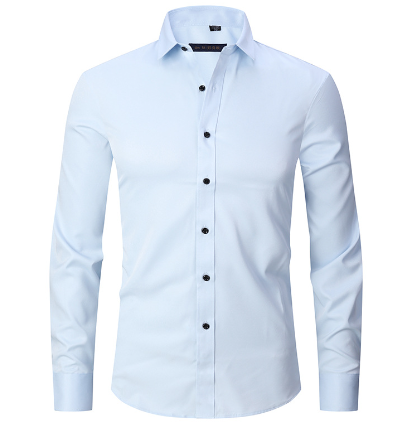 Wrinkle-Free Men's Dress Shirt | Long-Sleeve Button-Up | Classic Point Collar | Polyester-Cotton Blend | Men's Formal Shirt | Easy Care | Structured Fit | Available in Sizes S-4XL | Professional Appeal