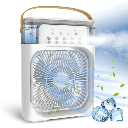 Portable 3-in-1 Air Cooler | Humidifier | Purifier | 10W | 700ml Tank | USB/AC Power | Ideal for Bedroom, Office | LED Night Light | Adjustable Fan Speeds | Evaporative Cooling | 720g | Compact & Sleek Design