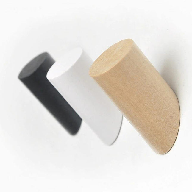 Natural Wood Wall-Mounted Hooks | Coat Hat Scarf Hangers | Entryway Kitchen Bedroom Storage Solution | Three Colors & Sizes | Easy Installation | Minimalist Design