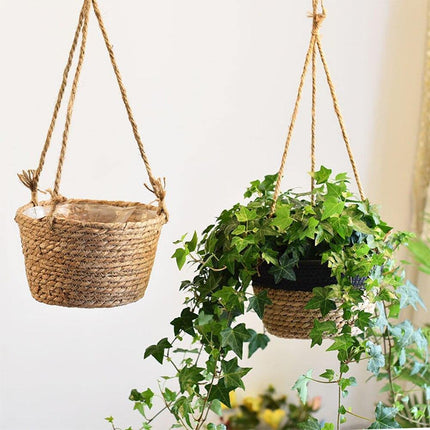 Jute Rope Hanging Planter Basket | Versatile Storage Solution | Modern Minimalist Design | Durable Construction with Waterproof Inner Lining | Diameter 20cm | Total Height 41cm | Indoor & Outdoor Use
