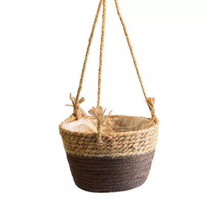 Jute Rope Hanging Planter Basket | Versatile Storage Solution | Modern Minimalist Design | Durable Construction with Waterproof Inner Lining | Diameter 20cm | Total Height 41cm | Indoor & Outdoor Use