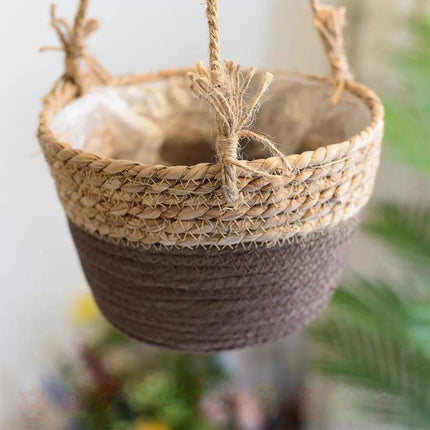 Jute Rope Hanging Planter Basket | Versatile Storage Solution | Modern Minimalist Design | Durable Construction with Waterproof Inner Lining | Diameter 20cm | Total Height 41cm | Indoor & Outdoor Use