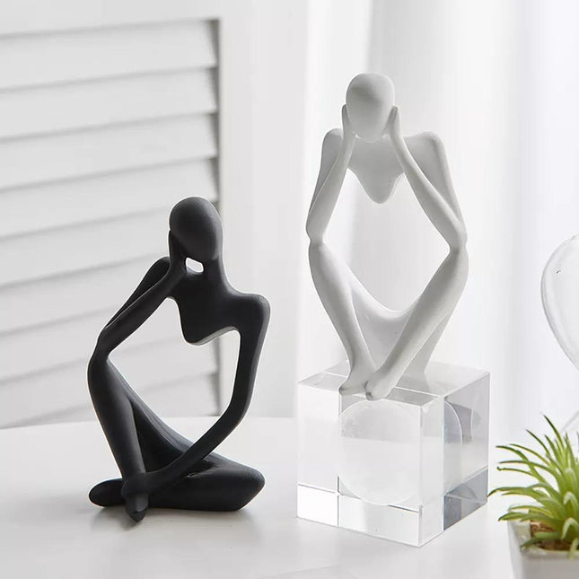 Abstract Elegant Thinker Resin Statue | Modern Minimalist Design | Tabletop Decor | Three Colors & Poses | Home Office Art | Environmentally Friendly | 8cm x 13cm | Unique Gift Idea