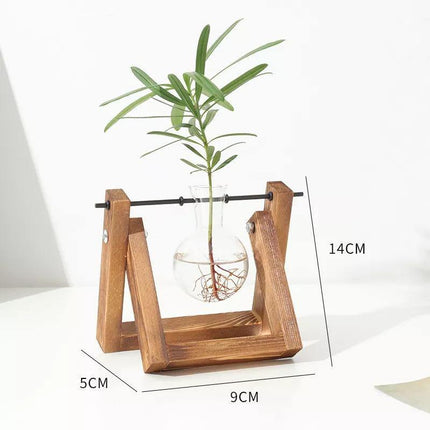 Handcrafted Glass Propagation Station | A-Frame Wooden Stand | Transparent Terrarium for Plant Roots Observation | Decorative Vase for Windowsills & Events | Easy Assembly | Perfect Gift for Plant Lovers