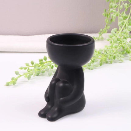 Charming Little Human Succulent Planter | Glazed Ceramic | Decorative Indoor Pot with Drainage | Creative Design for Small Plants and Cuttings | Ideal for Home or Office Decor | Perfect Gift for Plant Enthusiasts