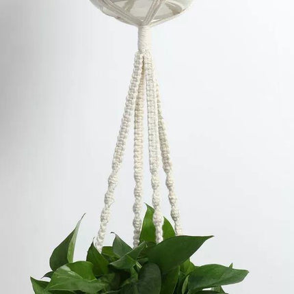 Handmade Macrame Plant Hanger Set | 4-Piece Boho Decor | Vintage Ivory Cotton Rope | Hanging Planters for Indoor Plants | Fits Pots Up to 7" | Eco-Friendly and Durable | Perfect for Home Indoor Use