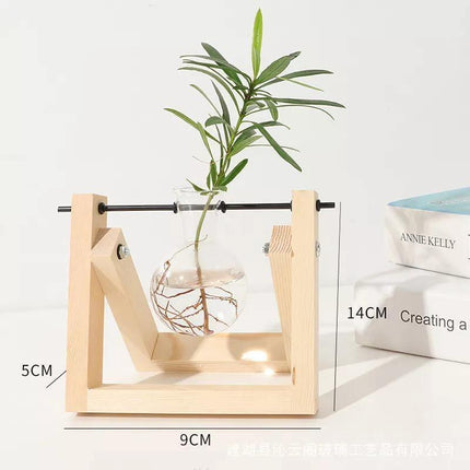 Handcrafted Glass Propagation Station | A-Frame Wooden Stand | Transparent Terrarium for Plant Roots Observation | Decorative Vase for Windowsills & Events | Easy Assembly | Perfect Gift for Plant Lovers